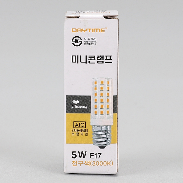 콘 램프 LED 5W 전구 E17 KS in-450183 전구 램프 LED전구 LED램프 교체용전구 작업등전구 작업램프 콘전구 실내등 전구교체