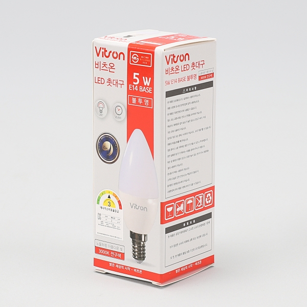 촛대구 LED 5W E14 3K 불투명 전구색 KS in-235175 전구 장식용전구 인테리어전구 촛대구전구 조명 장식조명 인테리어조명 컬러촛대구 촛대조명 촛대전구
