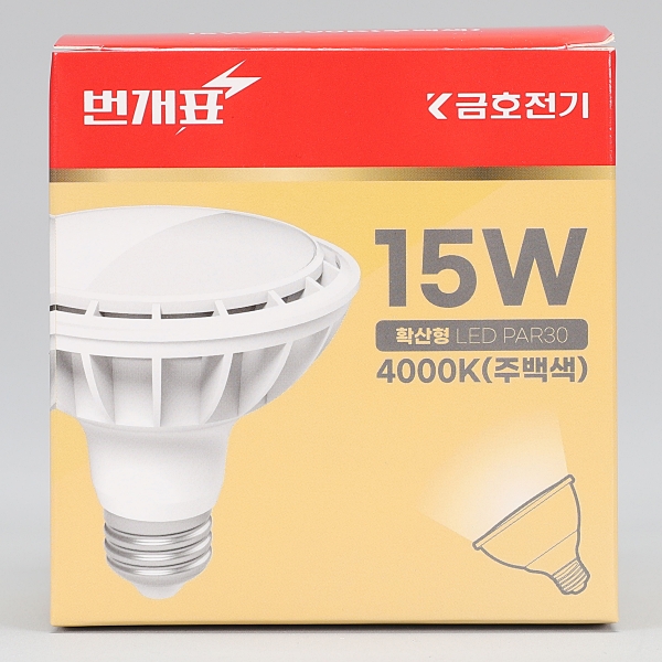 PAR30 LED(신형) 15W 주백 확산 KS in-448918 전구 LED전구 내장형전구 내장형LED램프 내정형LED전구 컨버터내장형램프 거실전구 사무실전구