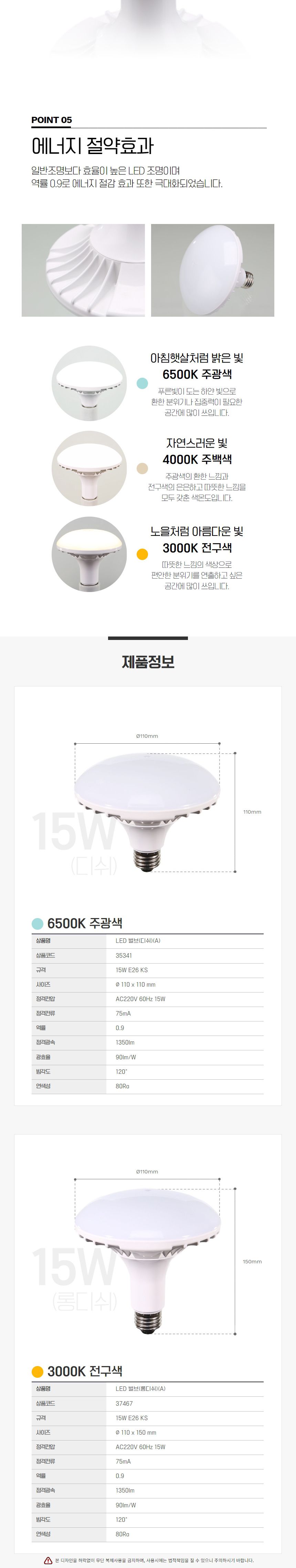 롱디쉬 벌브 LED(A) 15W 전구 E26 KS in-37467 실내등 원형등 보조등 추가등 실내보조등 거실등 인테리어등 조명등 인테리어조명
