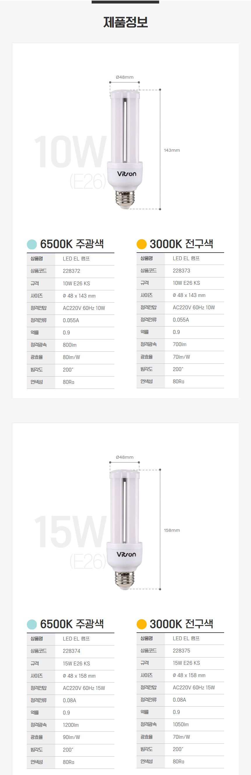 EL 램프 LED 10W 전구 E26 KS in-228373 전구 램프 LED전구 LED램프 교체용전구 작업등전구 작업램프 전구교체 거실전구 욕실전구 방전구