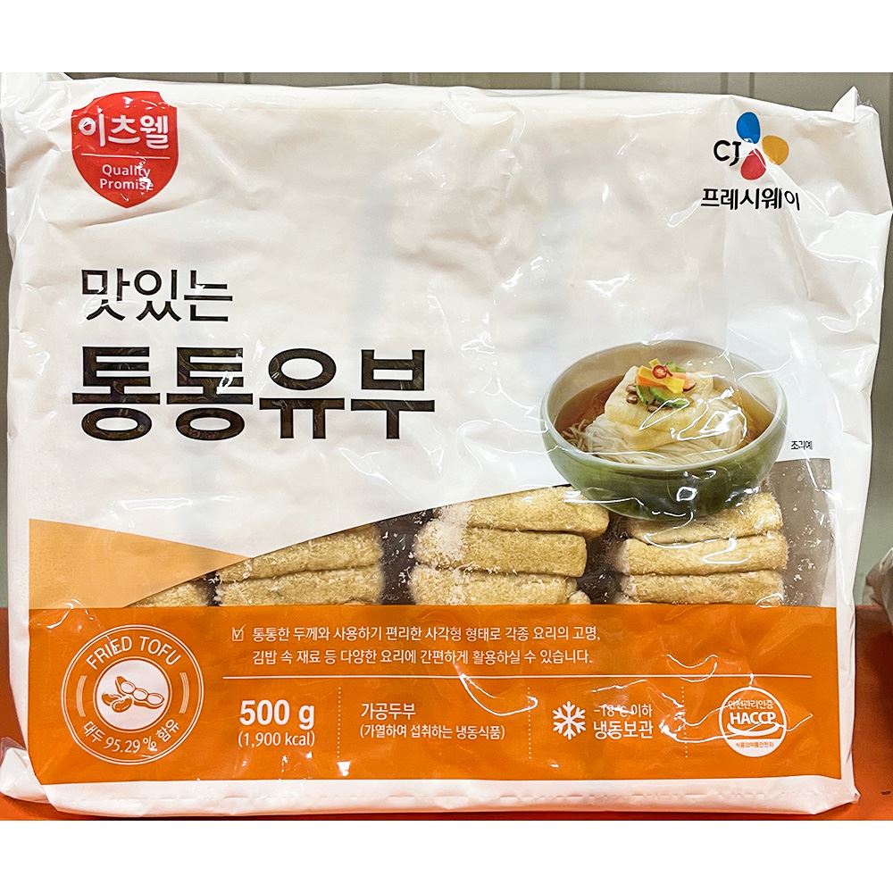 통통유부(이츠웰 냉동 500g) X10 고명용유부 고명유부 사각유부 전골용유부 찌개유부 찌개용유부 전골유부 유부 냉동유부 간편조리유부