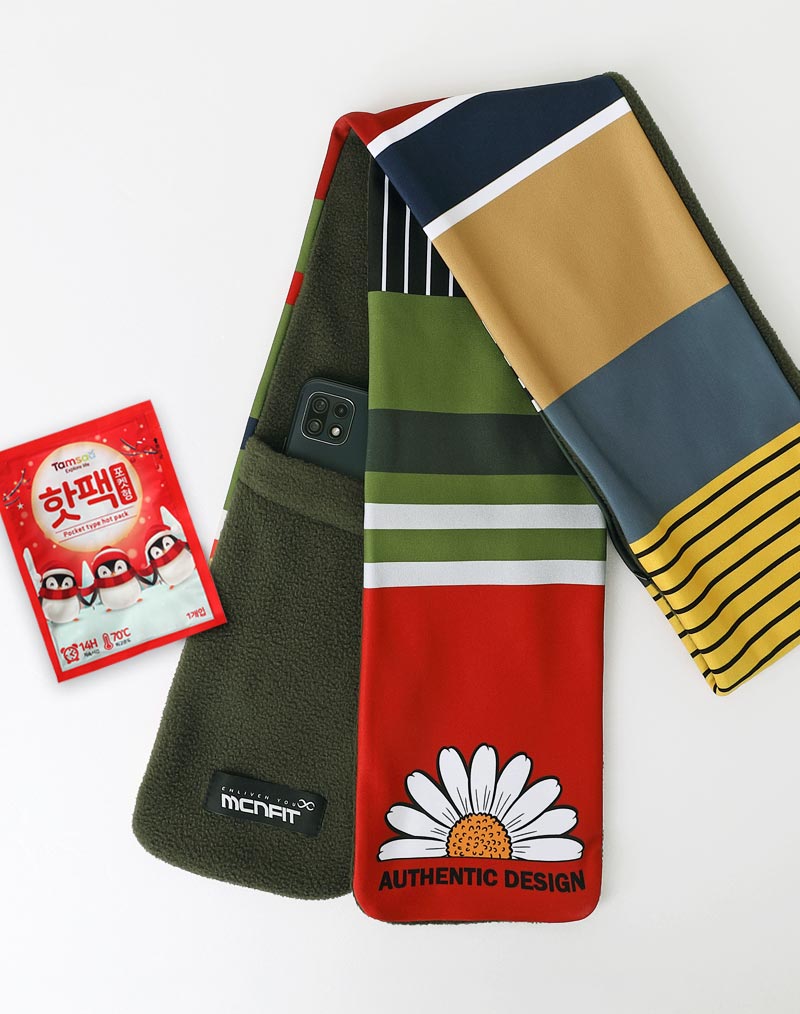 (MFMF-VINTAGE STRIPE) 빈티지 스트라이프 포켓 방한 플리스 머플러 플리츠머플러 머플러 넥워머 니트넥워머 목도리 플리츠목도리 겨울넥워머 겨울머플러 겨울목도리 방한목도리 방한넥워머