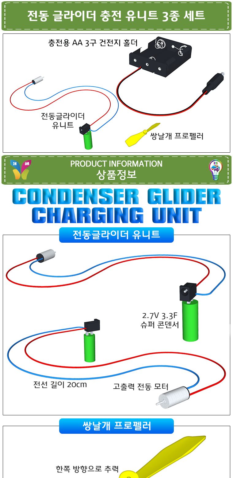 전동글라이더 충전 유니트 3종 세트/전동글라이더/전지글라이더/글라이더/비행기완구/작동비행기/비행기조