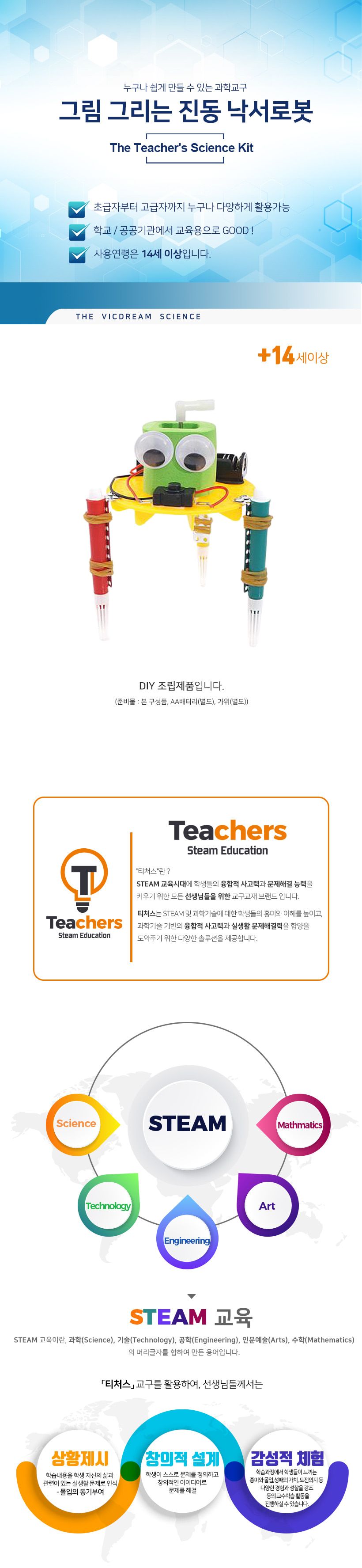 티처스 STEAM 그림 그리는 진동 낙서로봇 (SJ-30) X 5SET 낙서로봇 DIY낙서로봇 낙서로봇만들기 낙서로봇키트 과학만들기 학습용만들기 교육용만들기 만들기세트 낙서로봇들기세트 과학교구