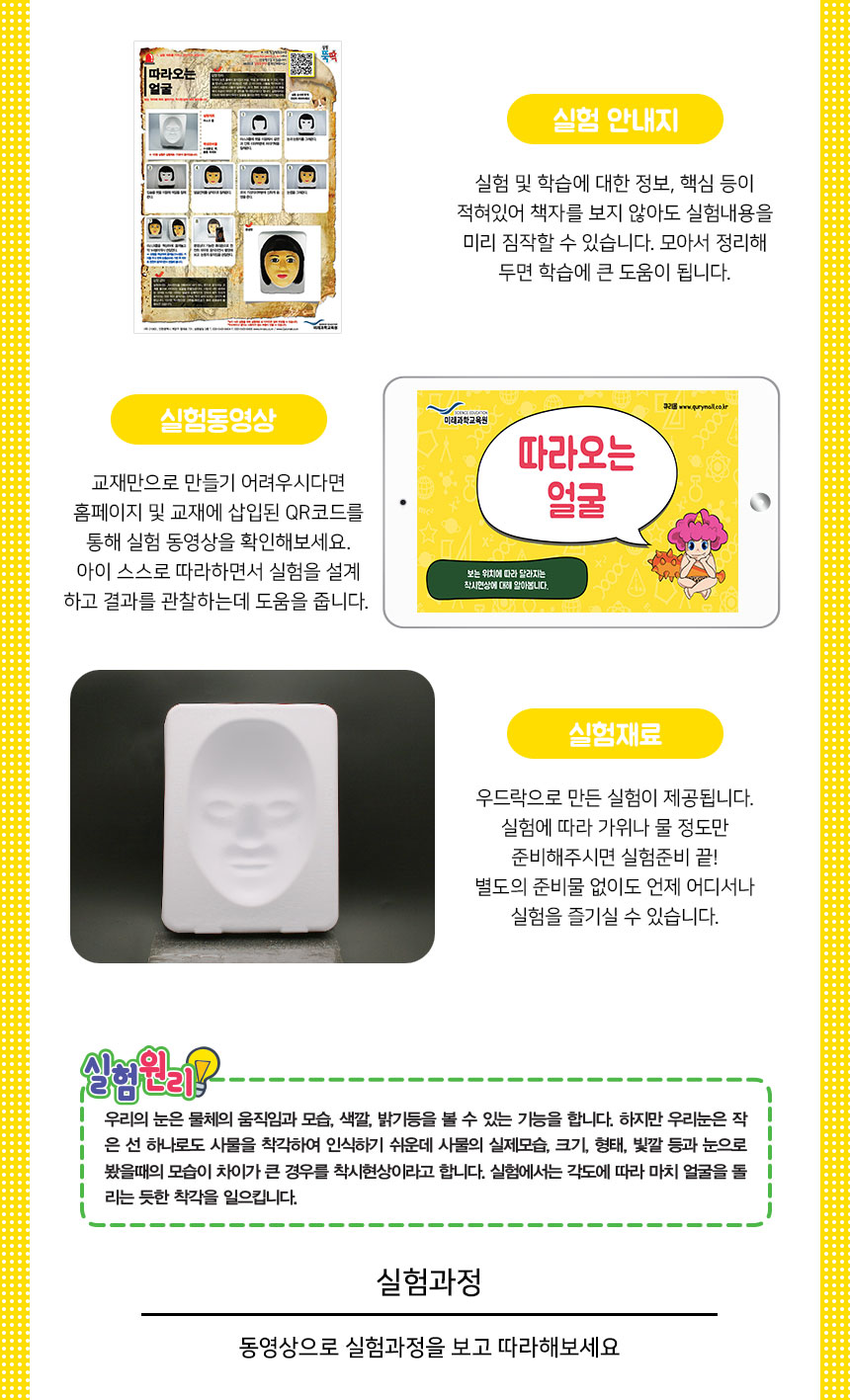 따라오는얼굴 만들기 1인세트 과학실험키트세트 따라오는얼굴키트 착시현상실험 착시실험키트 착시실습키트 따라오는얼굴실험원리 착시현상원리 어린이과학키트 키즈과학실험 초등과학실험