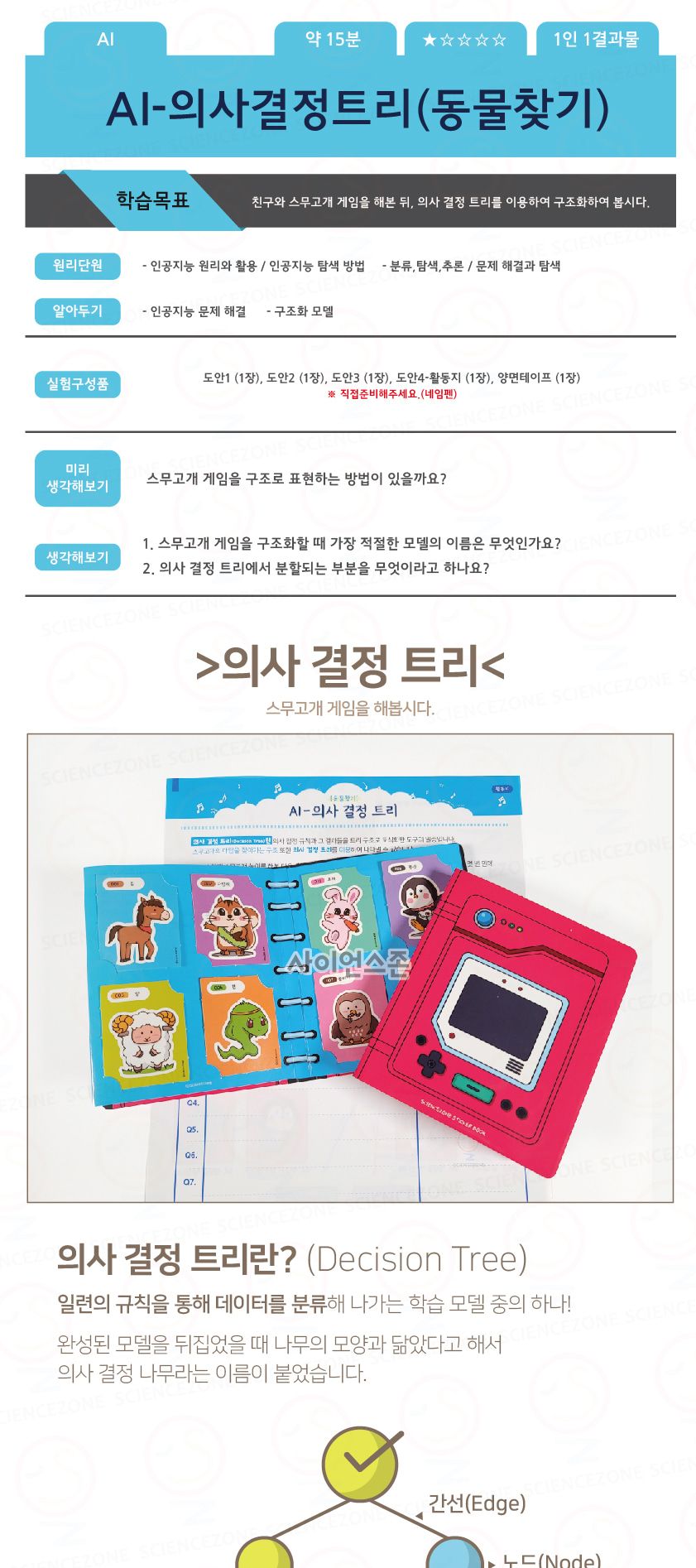 AI 동물찾기 의사결정트리 1인용 의사결정트리 의사결정트리만들기 동물찾기 동물찾기의사결정트리 의사결정트리구조화 스무고개게임 스무고개놀이 과학교구 과학수업 과학장난감 과학상자