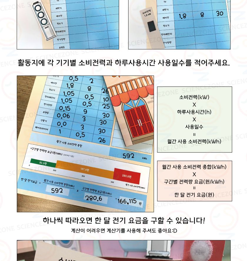 아껴줘전기세 5인용 초등과학실험키트 키즈과학실험 어린이과학실험 초등교과실험 초등전기의이용단원 중등전기와자기단원 전류와전압실험 전기세계산 소비전력실험 전기세과학실험 전기요금학습
