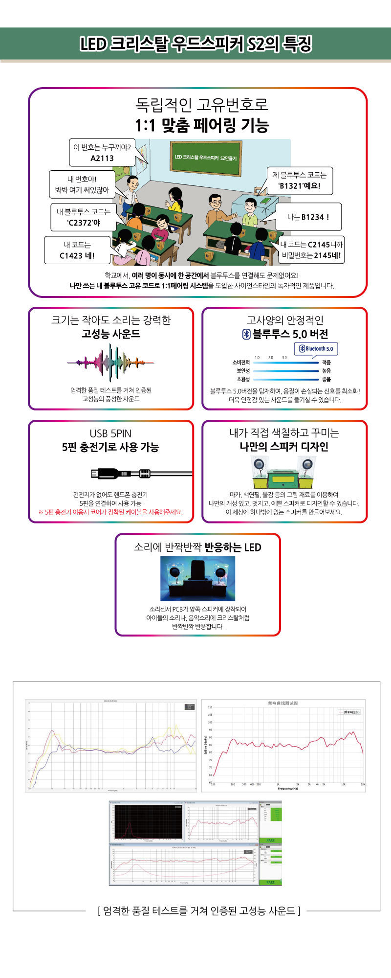 LED 크리스탈 우드스피커 S2 (블루투스) 만들기놀이 만들기 조립완구 만들기키트 학습키트 교육용키트 완구 장난감 만들기세트 조립세트 스피커만들기 스피커만들기키트