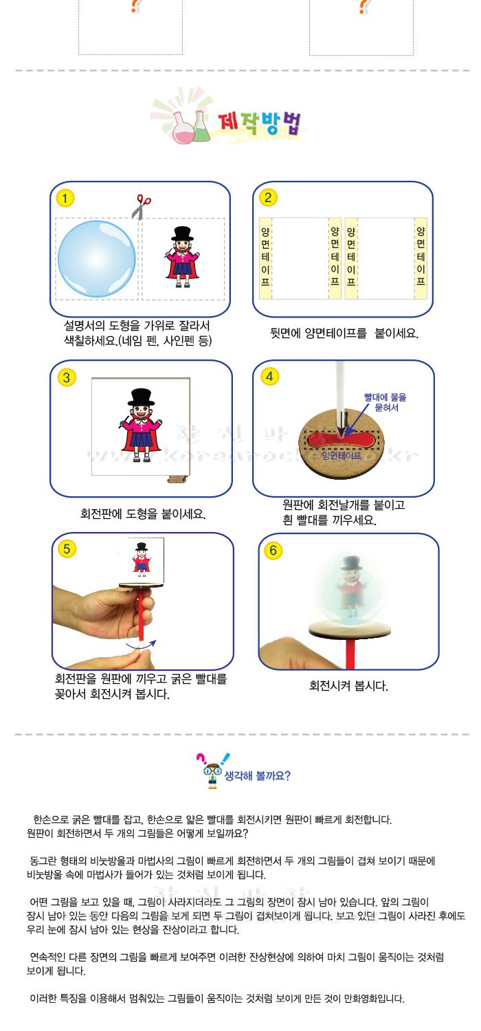 비눗방울 속 마법사 4인 세트 잔상현상실험 잔상현상실습교구 과학실험교구 초등실험교구 초등잔상실험 비눗방울잔상실험 만화영화실험 잔상현상학습 잔상현상원리 어린이잔상현상실험