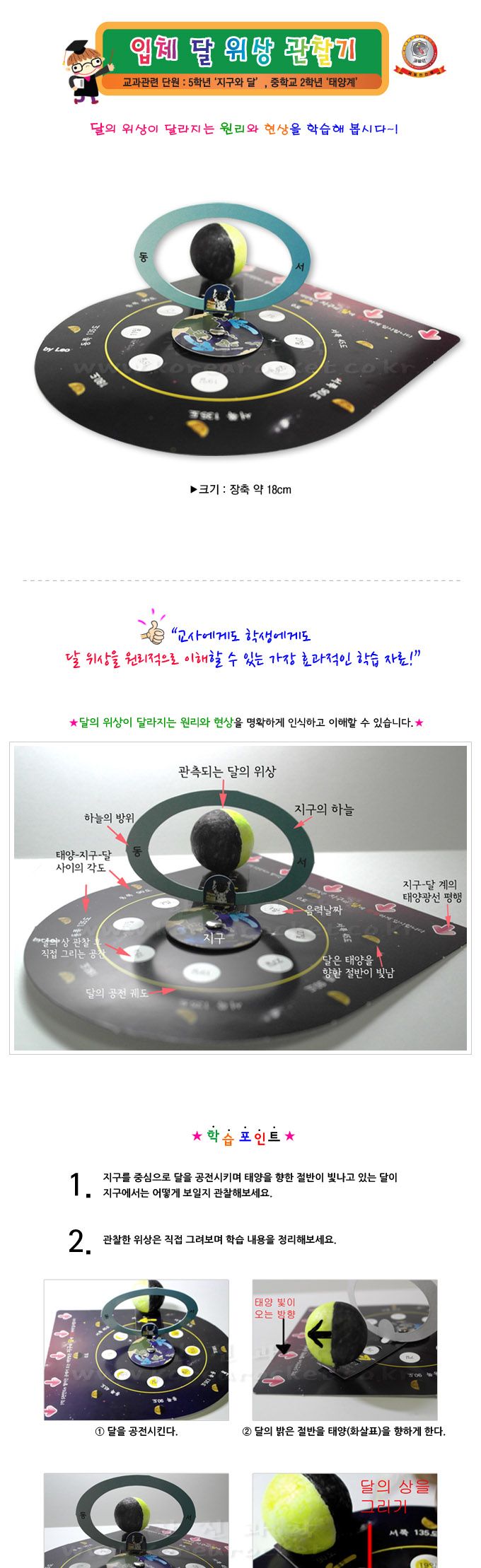 입체 달 위상 관찰기 5인 세트 초등 DIY만들기 초등과학교구 어린이과학교구 키즈과학교구 입체달위상학습 달의위상원리 달의위상현상 달의위상실험 달의위상교구 어린이달학습 키즈달학습