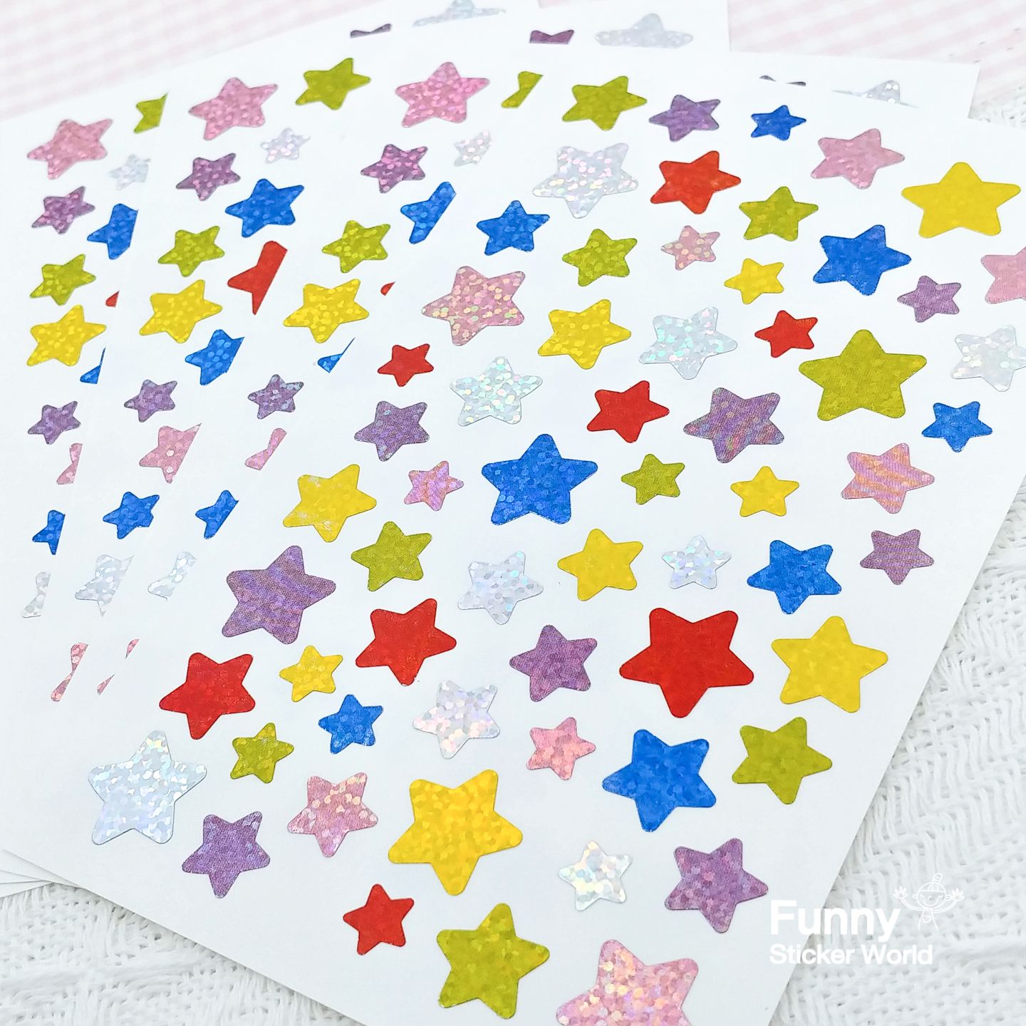 HOLOGRAM COLOR STAR 반짝이 컬러 별 홀로그램 스티커 스티커 다이어리꾸미기 귀여운스티커 스티커수집 다용도스티커 문구스티커 꾸미기스티커 팬시스티커 장식스티커 다꾸용품 다꾸스티커