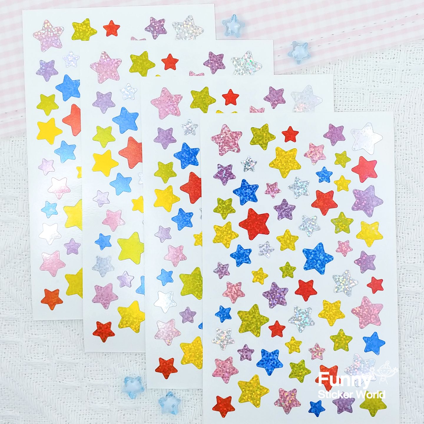 HOLOGRAM COLOR STAR 반짝이 컬러 별 홀로그램 스티커 스티커 다이어리꾸미기 귀여운스티커 스티커수집 다용도스티커 문구스티커 꾸미기스티커 팬시스티커 장식스티커 다꾸용품 다꾸스티커