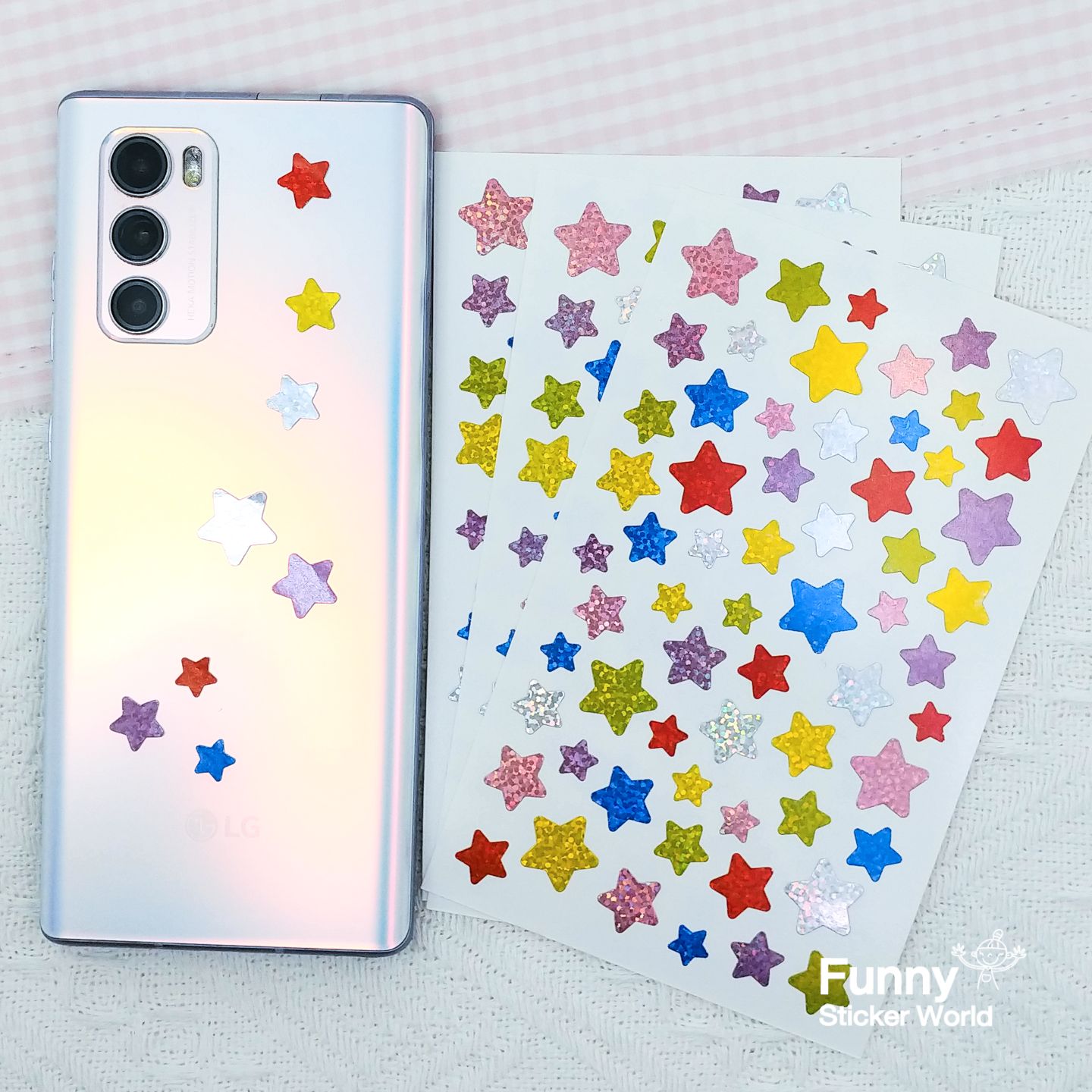 HOLOGRAM COLOR STAR 반짝이 컬러 별 홀로그램 스티커 스티커 다이어리꾸미기 귀여운스티커 스티커수집 다용도스티커 문구스티커 꾸미기스티커 팬시스티커 장식스티커 다꾸용품 다꾸스티커