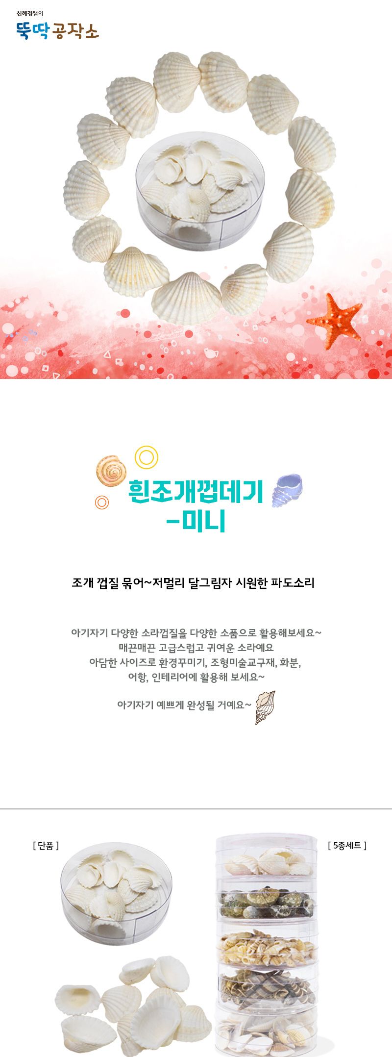 흰 조개껍데기_미니 모형조개 조개 공작용조개 공예용조개 만들기용조개 미술교구 미술재료 만들기재료 공작재료 공예재료