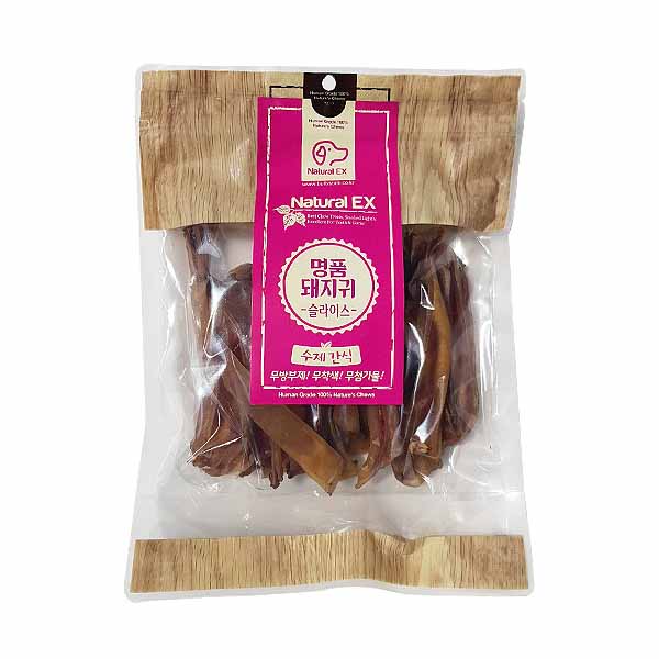 (네츄럴EX) 명품돼지귀 슬라이스 160g/건강한재료강아지간식/맛있는강아지간식/맛좋은강아지간식/애견간식