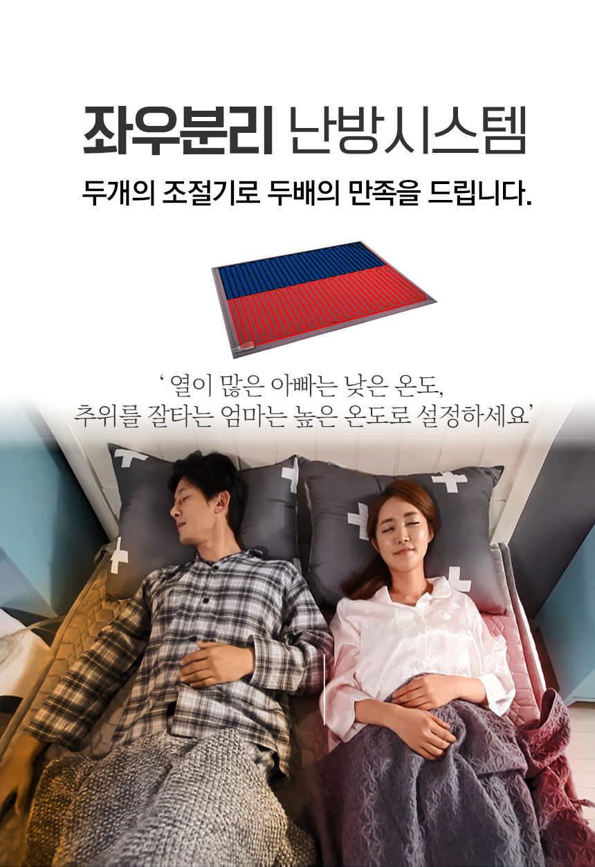 (라이트그레이) 탄소매트 온열 숯 더블 2인용 분리난방/전기장판/전기요/장판/겨울장판/거실장판/침대전기