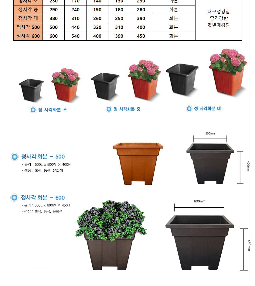 정사각 블루베리화분 600 사각 고무 텃밭 화분/화분/블루베리화분/정사각화분/텃밭화분/꽃화분/식물화분/미