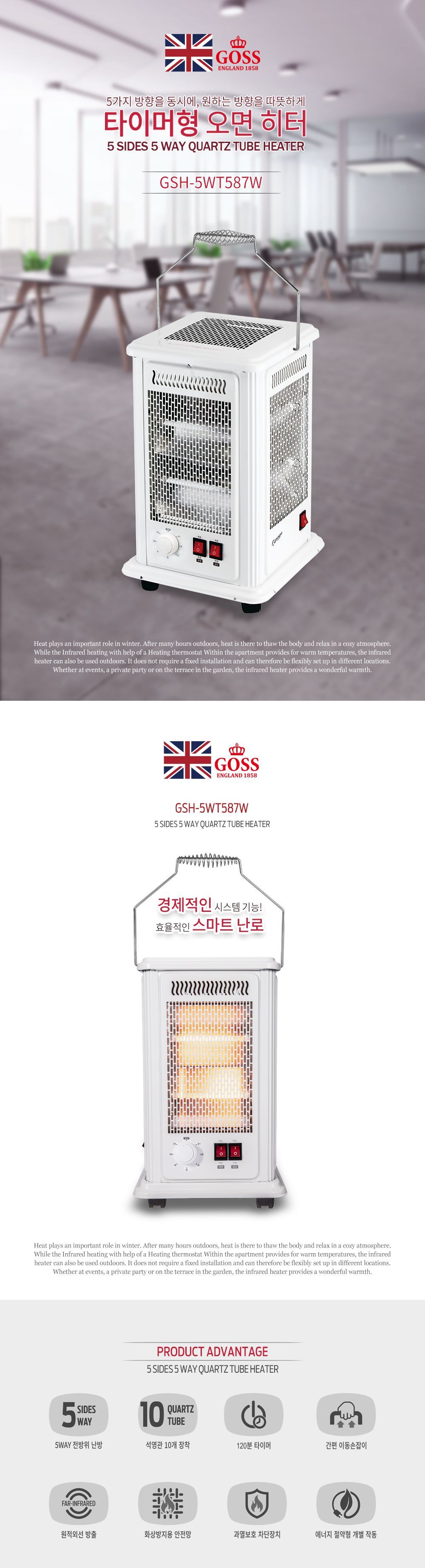 고스 GSH-SWT587W 타이머형 오면 히터/난로/전기난로/오면히터/타이머히터/가정용전기히터/히터/사무실전기