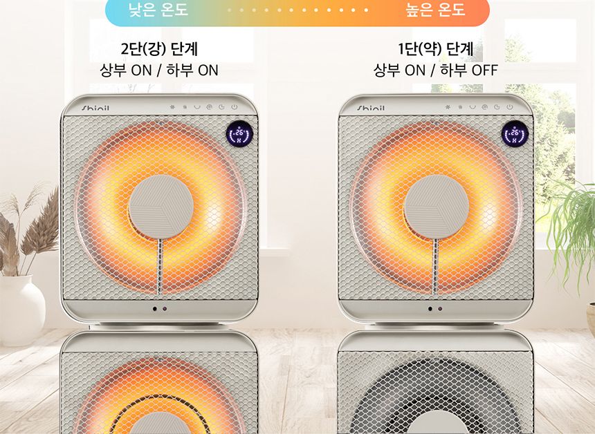 신일 에코 큐브 하이라이트 히터 2구 SEH-F1500HLB/자동온도조절히터/2단전기히터/다용도히터/가정용히터/