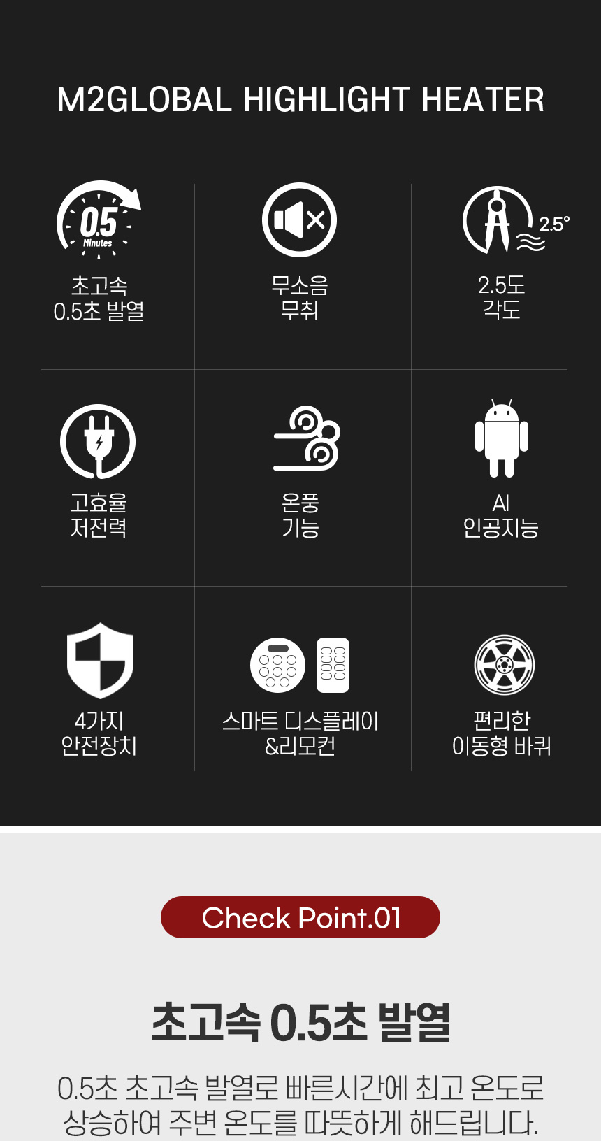 인공지능 하이라이트 히터 2구 M2-M2200/겨울난방히터/난방히터/히터/전기히터/2구하이라이트히터/하이라이