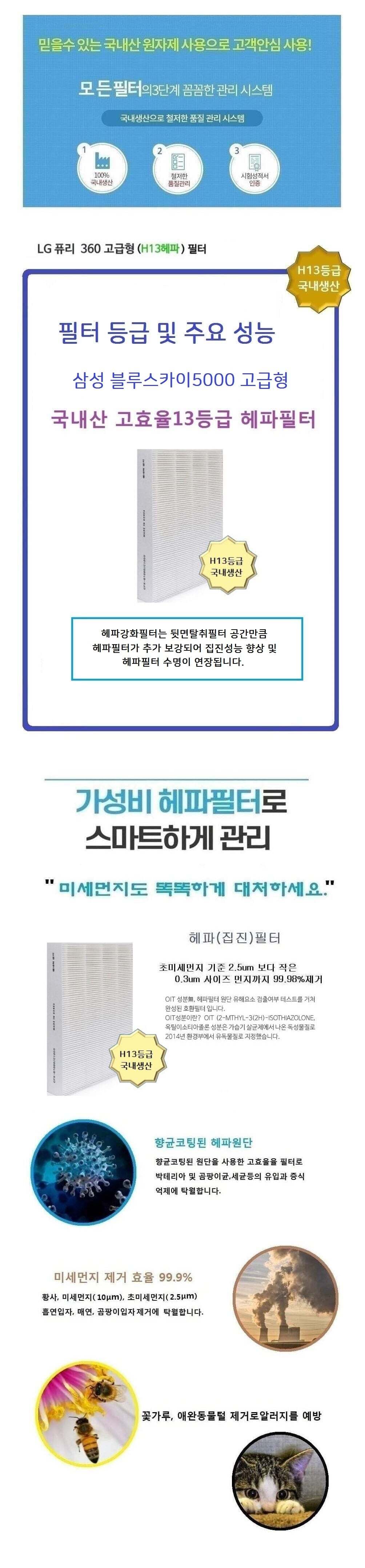 호환 삼성 CFX-D100D 국산 헤파전용 AX60R5080WDD/공기정화기호환필터/공기청정필터/공기청정기필터/공기정