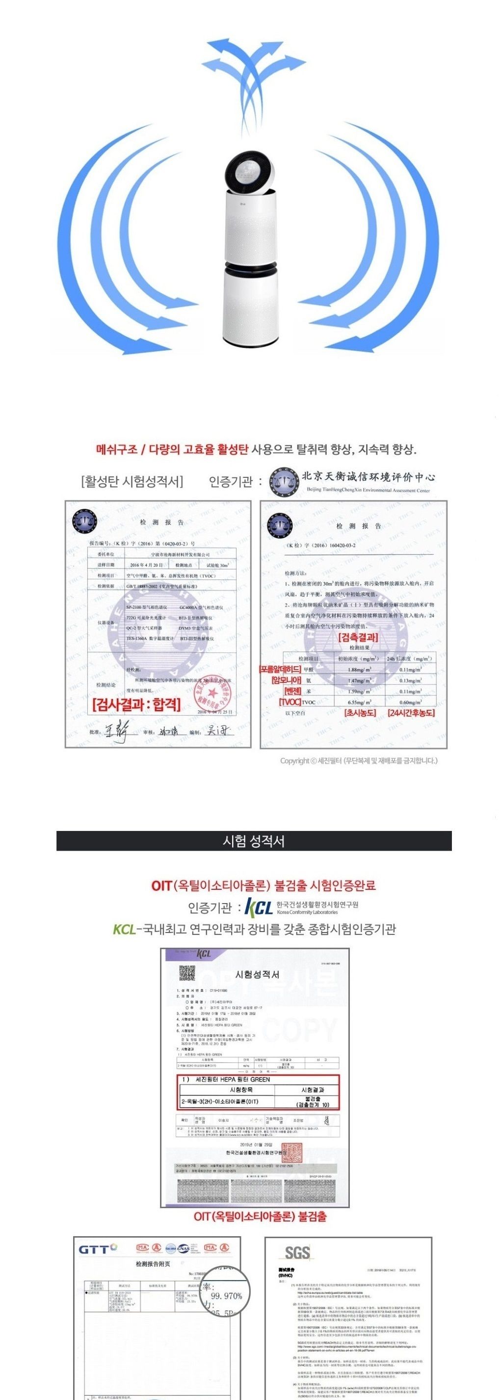 엘지 퓨리케어2단형 헤파강화 2개 AS281DAP 호환필터/퓨리케어/퓨리케어필터/퓨리케어리필필터/엘지청정기