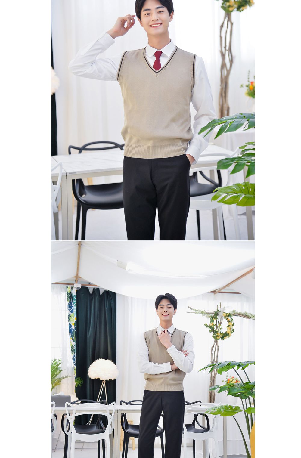 교복몰 보풀방지 베이지블랙라인 교복조끼 남자 교복 남자교복조끼 남성교복조끼 테마남성교복 교복의상조끼 테마교복베스트 남자교복의상 남자코스튬교복조끼 코스튬플레이남자교복 교복코스프레조끼 배색라인교복베스트