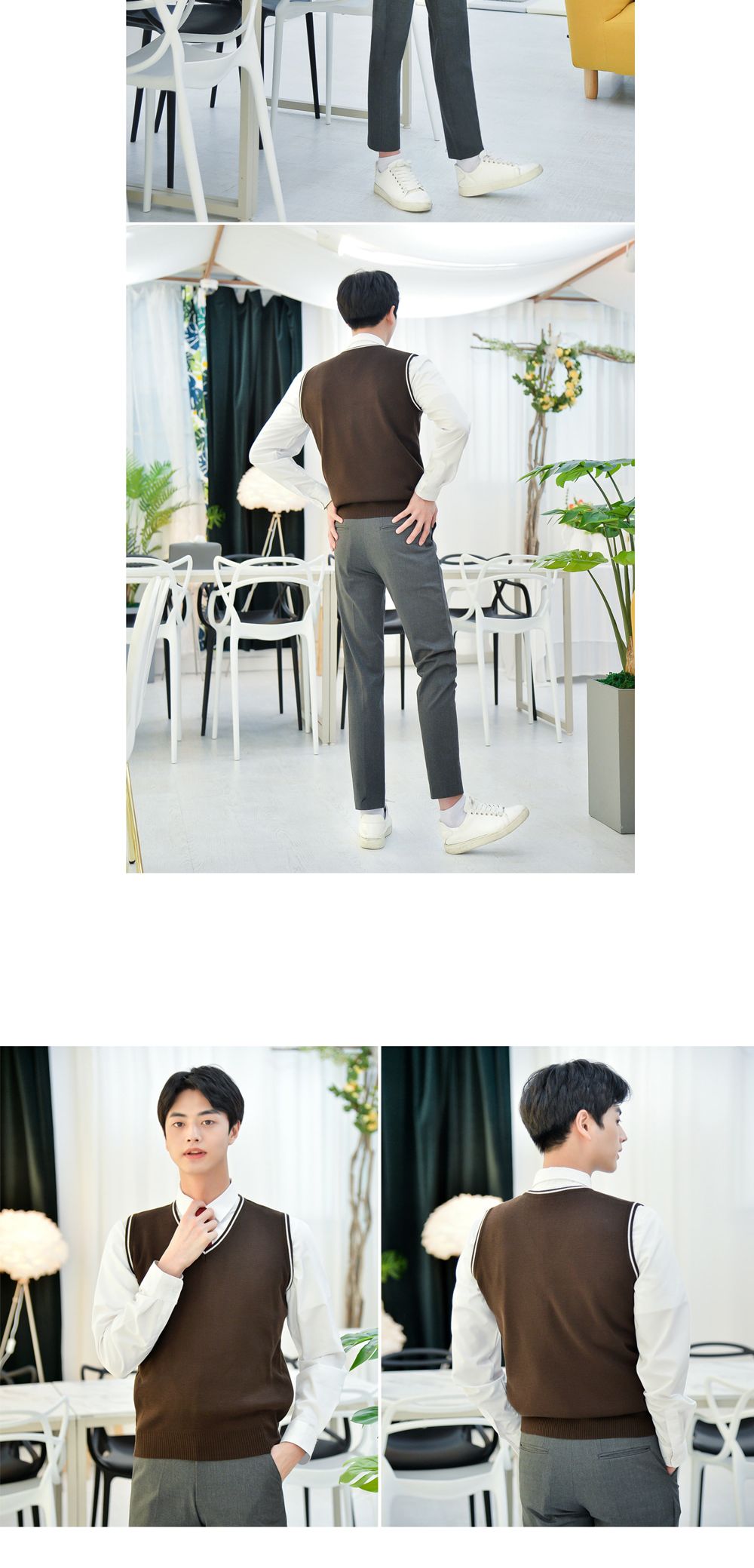 교복몰 보풀방지 브라운화이트라인 조끼 남자 교복 테마의상조끼 남자교복조끼 남학생교복조끼 브이넥교복조끼 배색라인교복조끼 남성교복베스트 코스튬교복조끼 교복코스프레조끼 학생변장조끼 코스튬플레이교복조끼