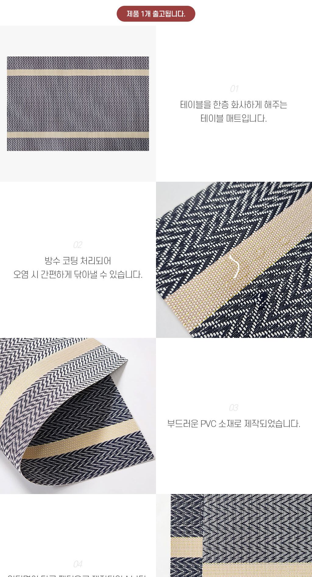PVC 테이블 매트 스트라이프 블루 매트 주방매트 식사매트 식탁매트 식탁깔개 식사매트 테이블매트 방수식탁매트 고급식탁매트 플레이팅 식탁플레이팅 플레이팅매트