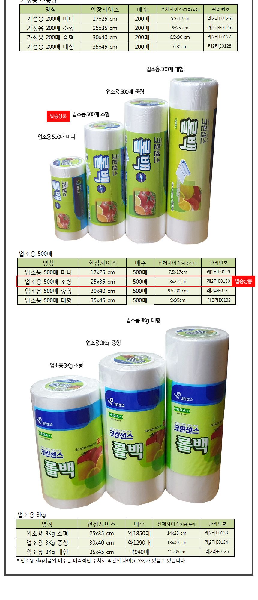 크린센스 비닐봉지 위생 롤백 25x35cm 500매 1회용비닐 롤백 위생비닐팩 비닐백 비닐팩 비닐봉지 비닐봉투 위생백 위생봉투 위생봉지 음식비닐