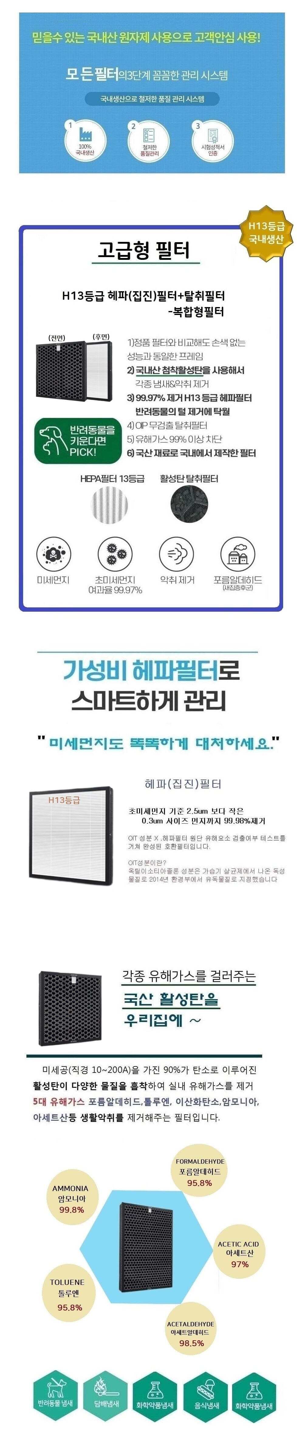 위니아 복합3 GPA16DOASW 공기청정필터호환 H13 국산/위니아필터/청정기호환필터/위니아청정기/위니아교체