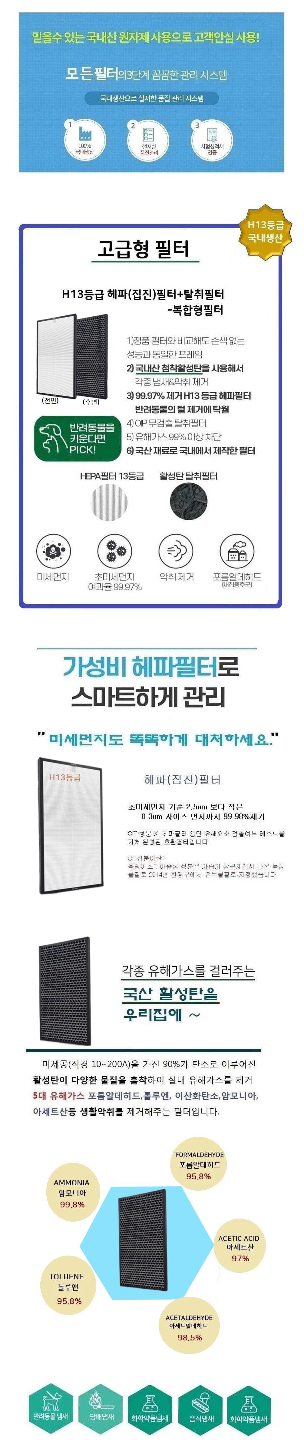대우클라쎄 DAP-S18HOW 청정기필터 호환 국내산 2개/공기청정기필터/교환용필터/청정기필터/필터교체/청정