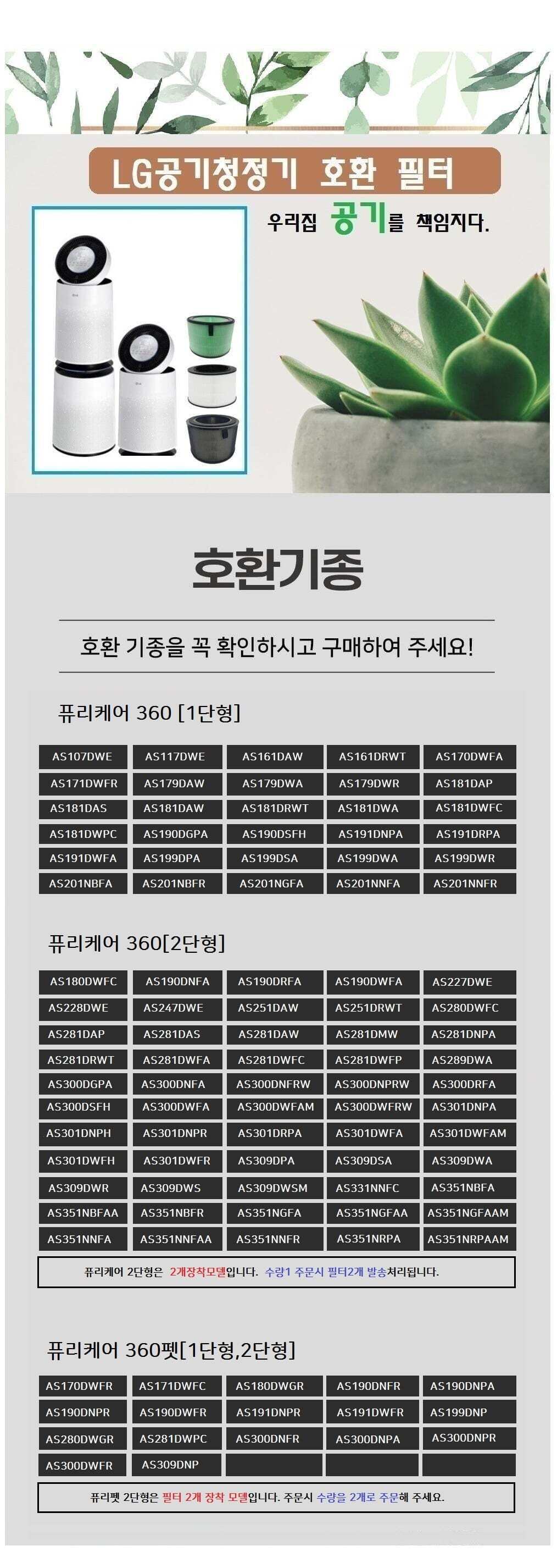 퓨리2단형 헤파강화2개 AS281DNPA 공기청정기호환필터/공기청정기필터/교환용필터/청정기필터/필터교체/청