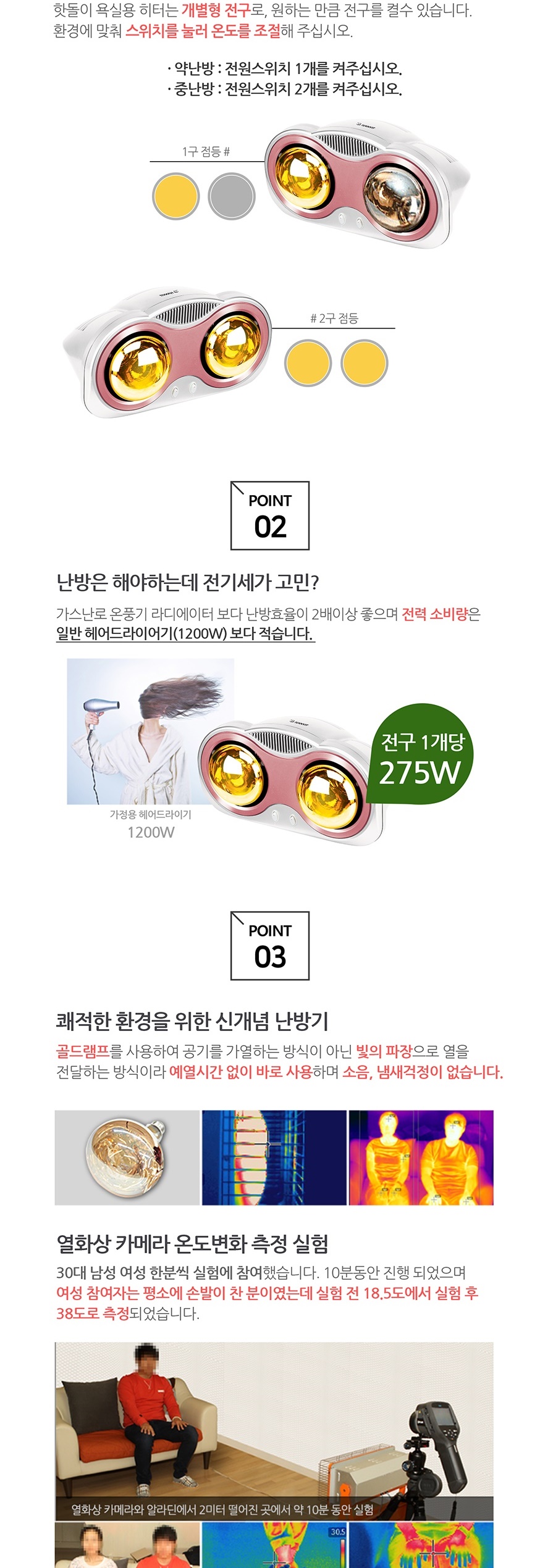 ms 화장실 욕실용 벽걸이 온열기 골드램프 2구 HV-4222/벽걸이온열기/벽걸이온열히터/욕실히터/화장실히터/