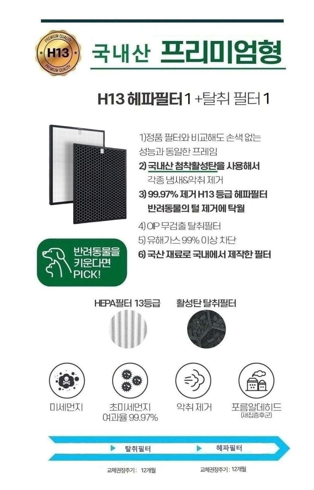 코웨이 에어카트리지 AP-1019C 호환필터 H13 국산/필터/공기청정기필터/공기정화기필터/교체용필터/공기청