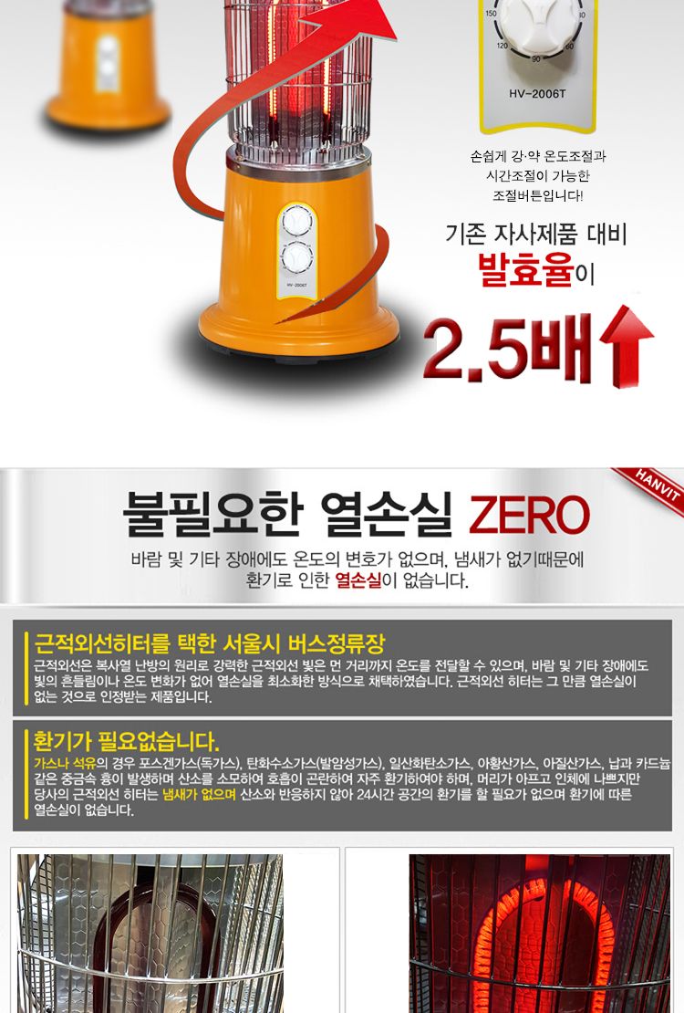 근적외선 루비 원통 히터 HV-2006T/근적외선원통히터/원통히터/난방히터/히터/전기히터/전기난방히터/난방