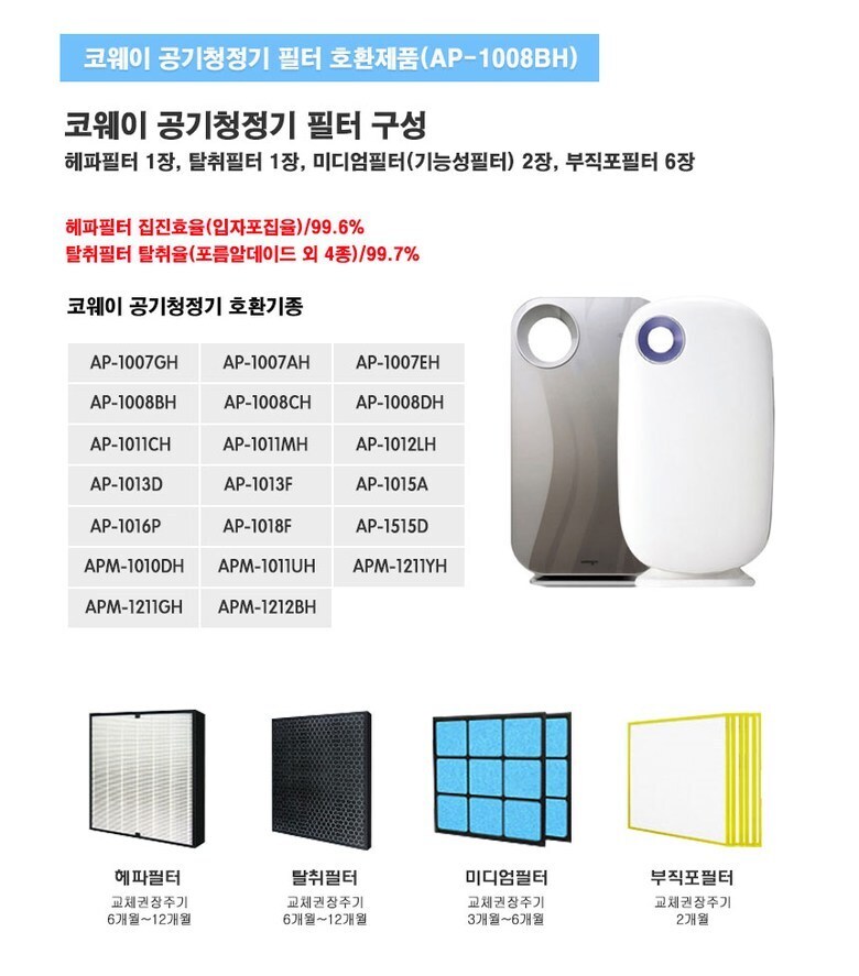 코웨이 공기청정기 AP-1013F 국산 호환필터/공기청정기필터/공기청정기호환필터/코웨이공기청정기호환필터/