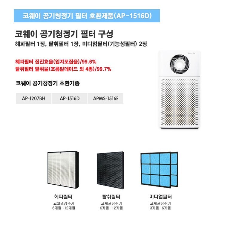 코웨이 공기청정기 AP-1013F 국산 호환필터/공기청정기필터/공기청정기호환필터/코웨이공기청정기호환필터/