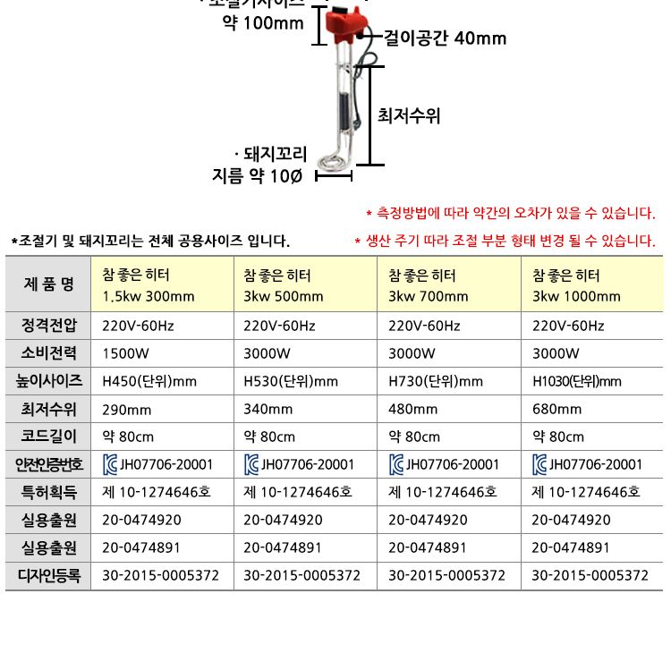 참 좋은 히터 물히터 3KW (1000mm)/물히터/전기물히터/가정용물히터/사무용물히터/현장용물히터/식당용물히