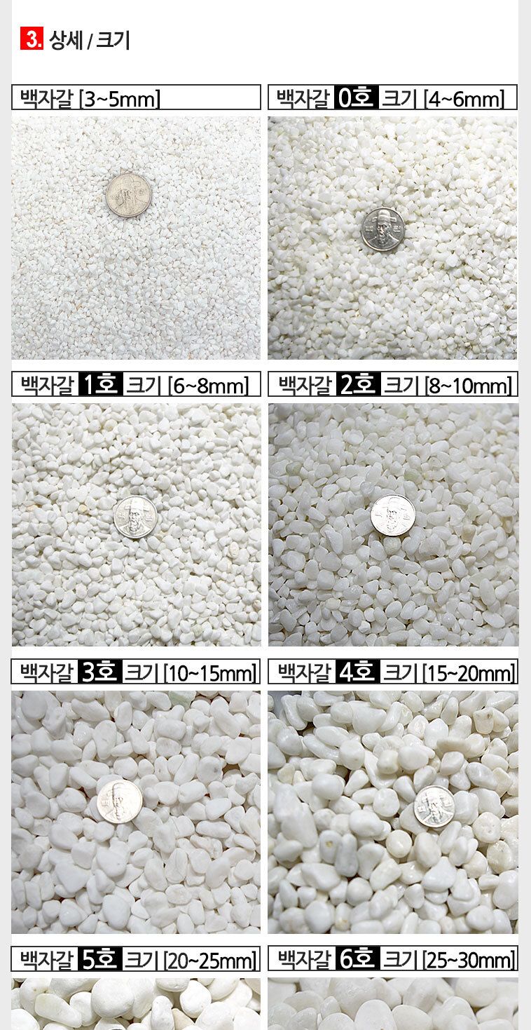 (백자갈 15kg전후 2~3mm) 백자갈 15kg 전후 (칼라원석 어항 수족관 화분 인테리어 마감재 미술재료 등 다용