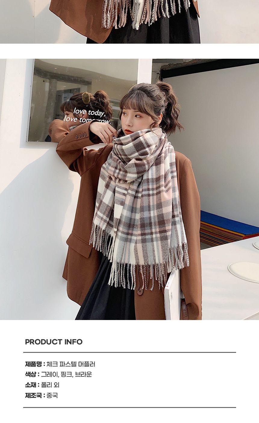 체크파스텔머플러 넥워머 머플러 목도리 체크목도리 워머 넥워머 넥머플러 페이크머플러 페이크목도리 여성넥워머 니트워머 머플러 패션목도리 패션머플러 울머플러