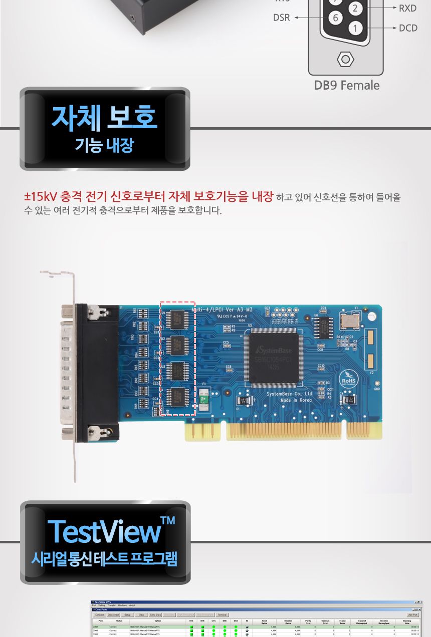 시스템베이스 Multi-4 LPCI 232 4포트 RS232 PCI 시리얼 통신 카드 (카드.패널포함)/시리얼카드/시리얼장비