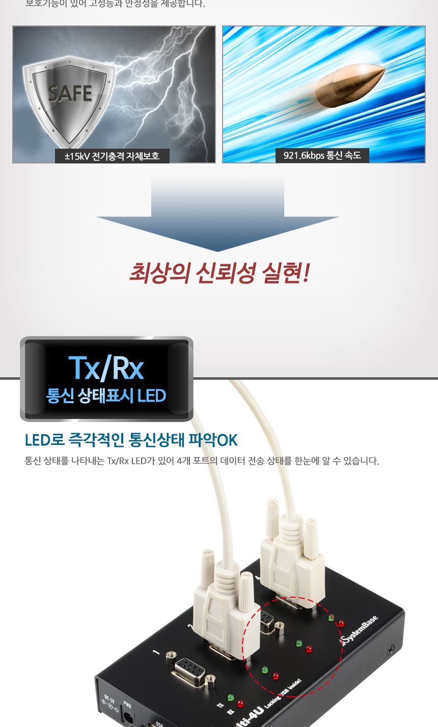 시스템베이스 Multi-4 USB COMBO V1.6 4포트 USB to RS422 RS485 컨버터 DB9F Female 타입/컨버터/USB젠더/