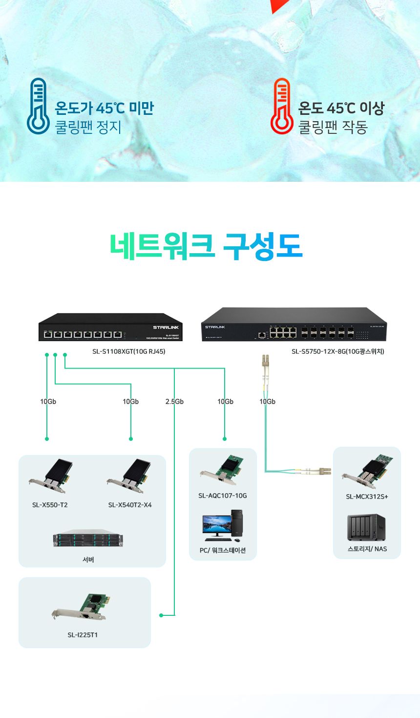 스타링크 SL-S1108XGT 8포트 10G 기가비트 스위칭허브/기가비트허브/기가비트스위칭허브/8포트기가비트허브