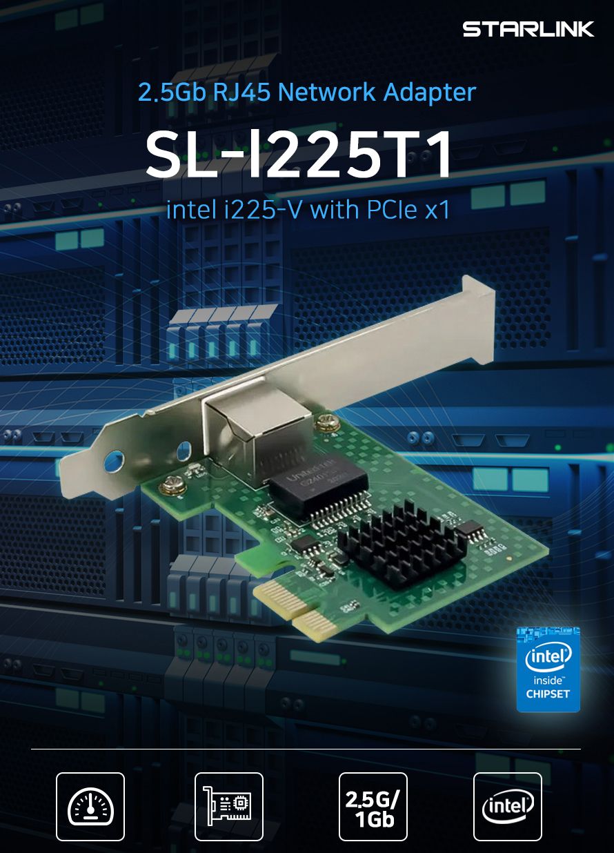 스타링크 PCIe 인텔 i225v 칩셋 2.5G 랜카드/네트워크25G랜카드/네트워크랜카드/네트워크어댑터/인텔네트워