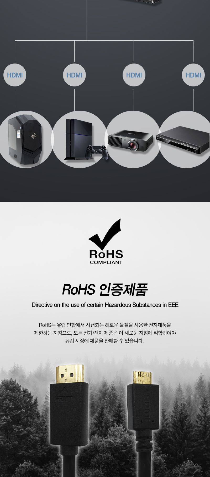 HDMI to Mini HDMI 2.0 케이블 2m . 4K 60Hz (20335)