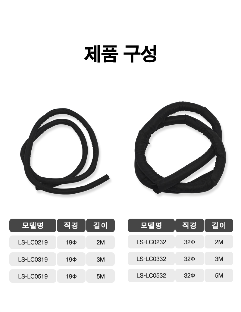 케이블 랩핑 튜브 3m (19Ø) (20264)/랩핑튜브/선정리/케이블정리/컴퓨터선정리/정리용품/케이블정리용품/
