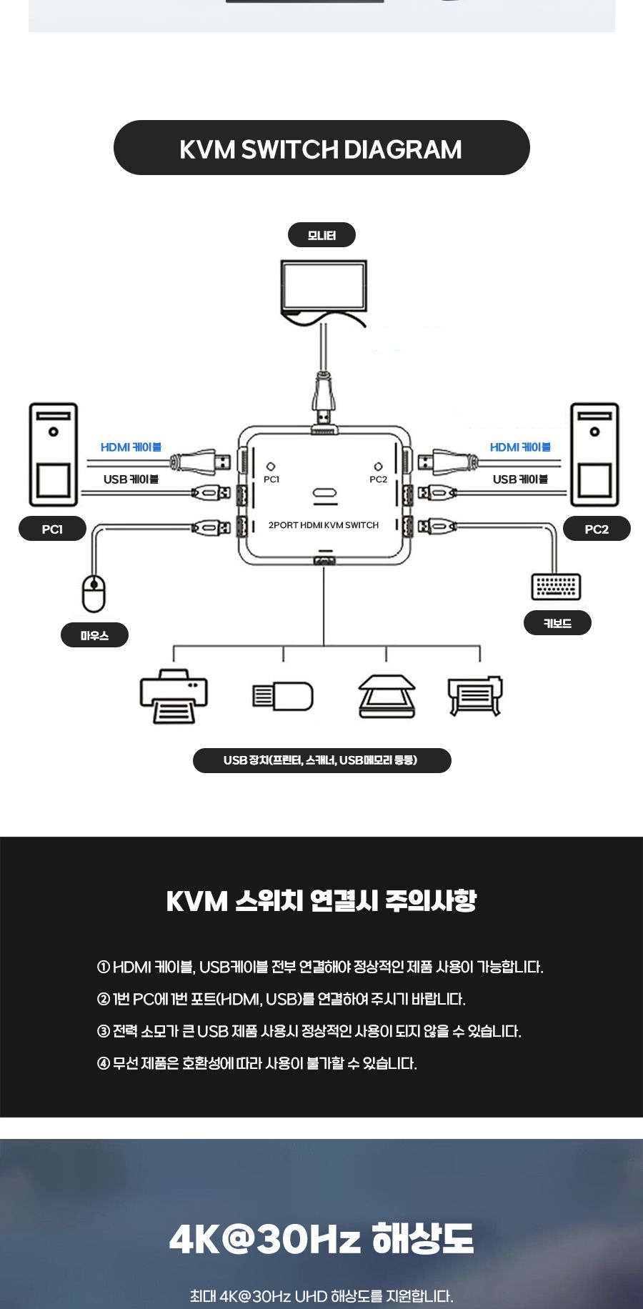 KVM HDMI USB 스위치 2:1 20245/KVM/KVM스위치/네트워크KVM/네트워크장비/네트워크스위치/네트워크공구/HDM