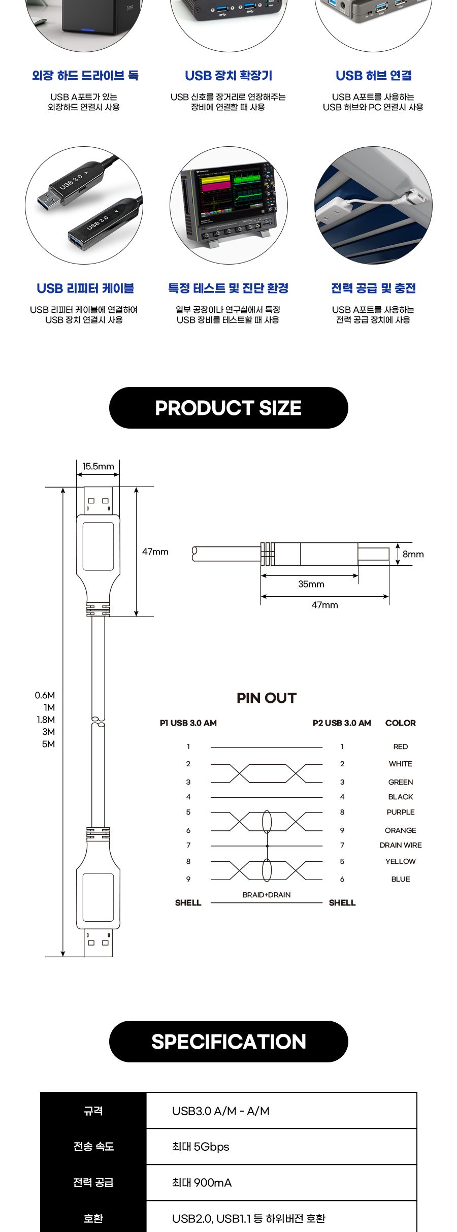 USB 3.0 케이블 AM-AM 1.8M (10357)/USB케이블/USB/케이블/USB30케이블/30케이블/USB30A케이블/30A케이블/U